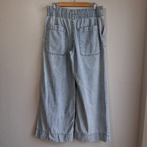 💖 Free People We The Free Breezy Pull-On Wide Leg Denim Jeans Sz L NEW - Picture 7 of 10